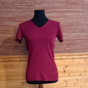 Armani Exchange Burgundy Short Sleeve Top